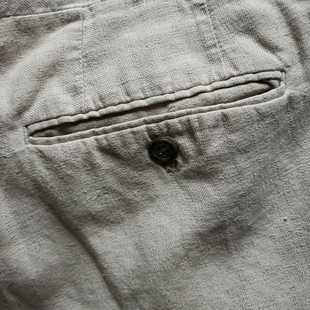 Claiborne Pants Mens 35x32 Beige Linen Cotton Chino Flat Front Lightweight